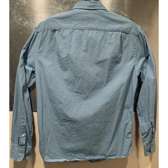 J. Crew 100% Cotton Blue Gingham Medium Slim-16" Collar-42" Chest Button Down - Picture 11 of 14